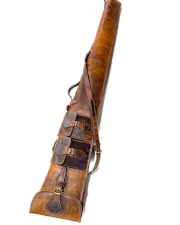 Western Rifle Scabbard 50 Inches Tan Leather Rifle Scabbard with Soft Lining - Carrying Handle, Ammo Pockets and Adjustable Carrying Strap