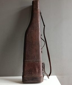 French vintage leather case ham for hunting rifle gun / cover travel Case weapon suitcase antique bag