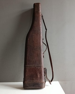 French vintage leather case ham for hunting rifle gun / cover travel Case weapon suitcase antique bag