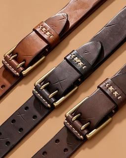 Handmade Full Grain Leather Belt, Custom Engraved Double Prong Mens Belt Multi Sizes