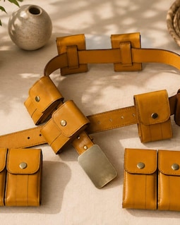 Handcrafted Leather Utility Belt with Multiple Pouches | Cosplay Costume Accessory