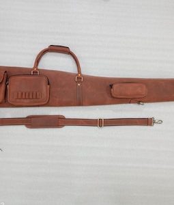 Distressed Leather Shotgun Slip Case – Tan Brown, Adjustable Strap
