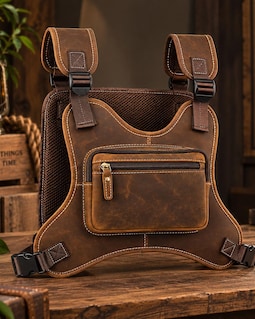 Crazy Horse Leather Chest Bag, Men’s Leather Sling Backpack, Tactical Crossbody Chest Pack, Vintage Travel Shoulder Bag, Small Backpack