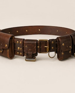 Handmade Genuine Leather Utility Belt – Medieval Steampunk LARP Gear (Distressed Brown)