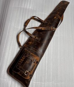 Handmade 50 Inches Leather Shotgun Case Rifle Scabbard Gun Sling Rifle Slip Bag With Carrying Handle Case Gun Case for Rifle Hunting Bag